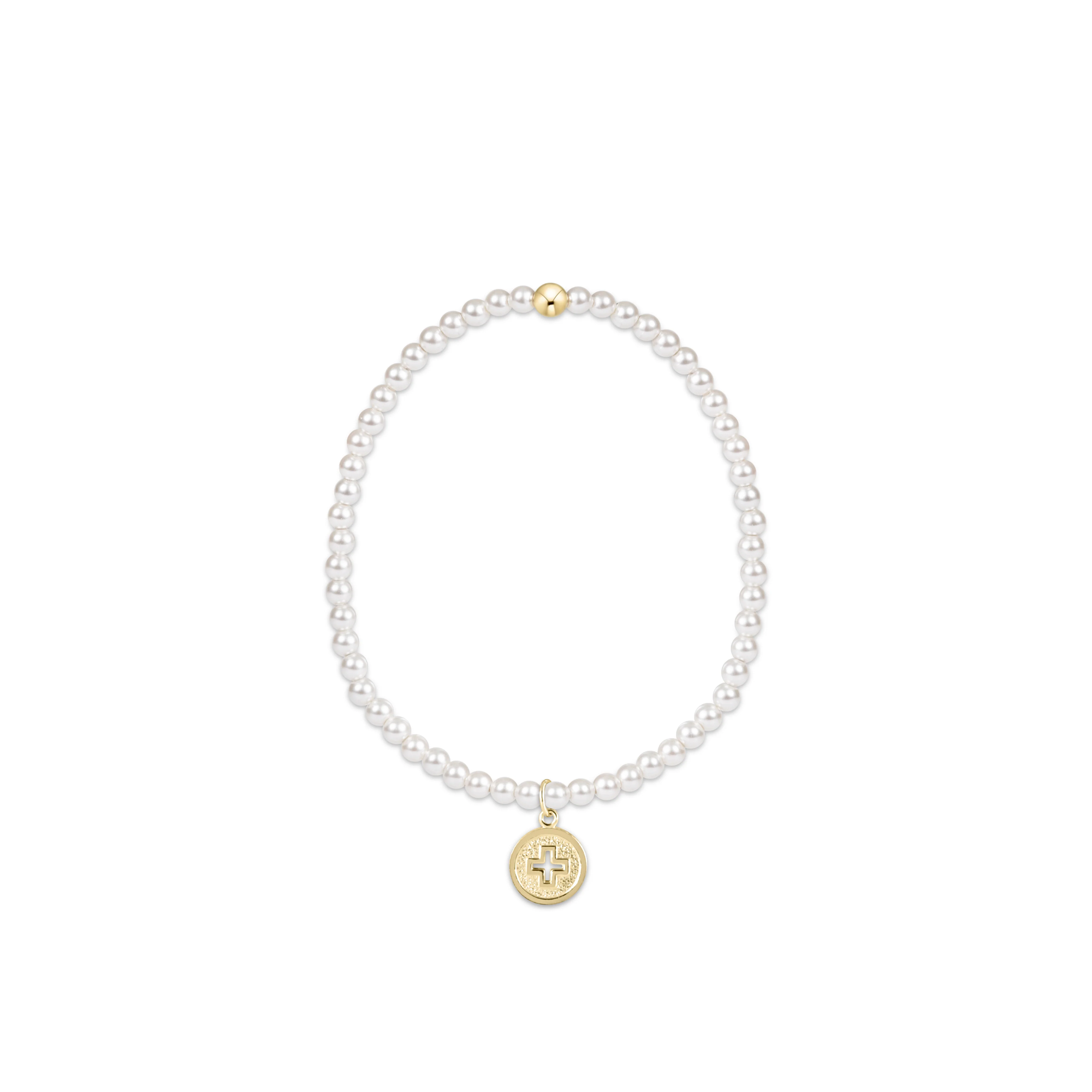 Classic Pearl 3MM- Cross Charm Gold