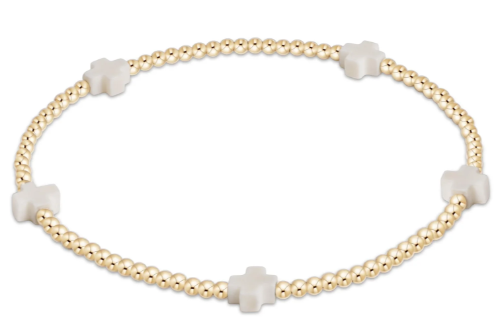EGirl Gold Cross Pattern 2MM Off White