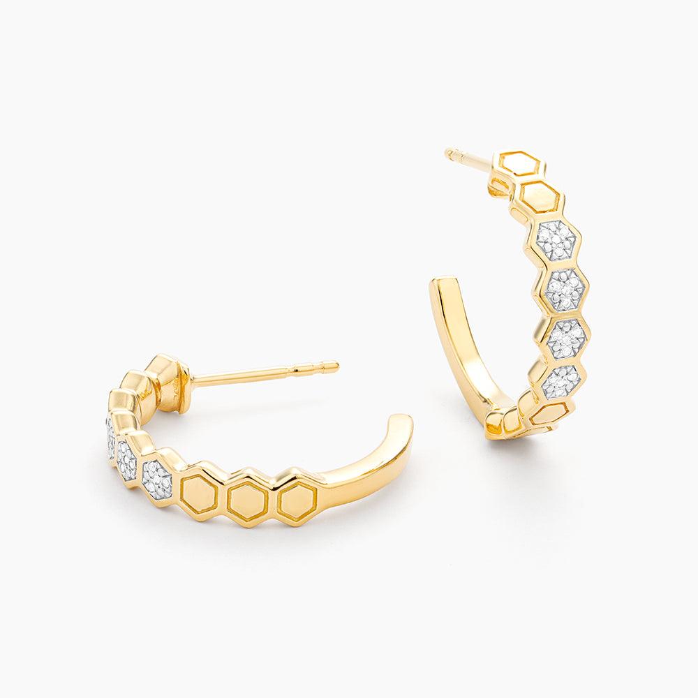 Honeycomb Hoop Earrings Gold