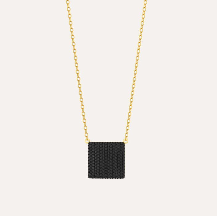 Medium Cube Pendant Necklace - Black