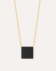 Medium Cube Pendant Necklace - Black