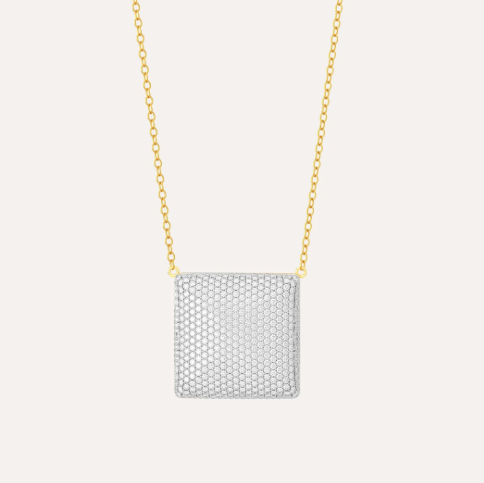 Extra Large Cube Pendant Necklace White