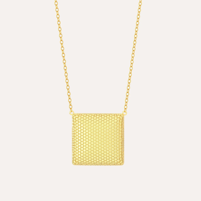 Extra Large Cube Pendant Necklace Yellow