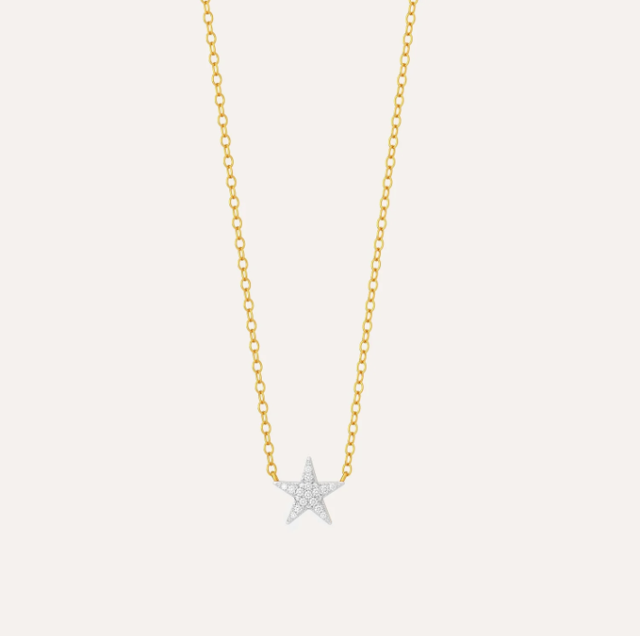 Mini Star Pendant Necklace - White