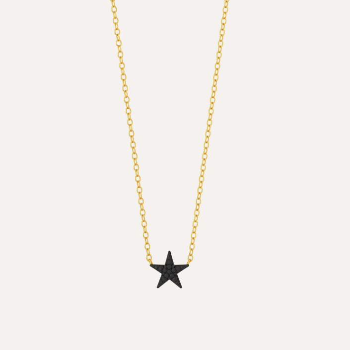 Mini Star Pendant Necklace - Black