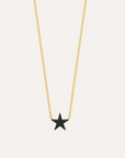 Mini Star Pendant Necklace - Black