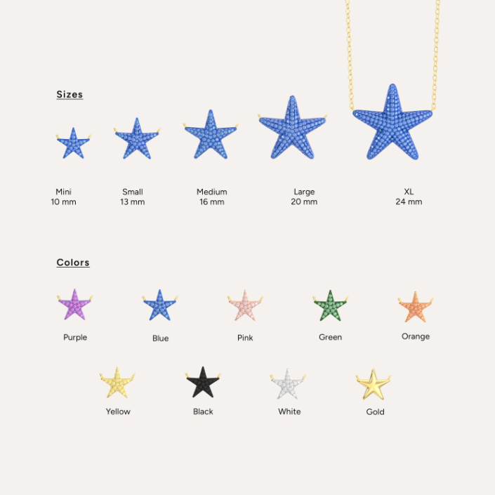 Mini Star Pendant Necklace - Black