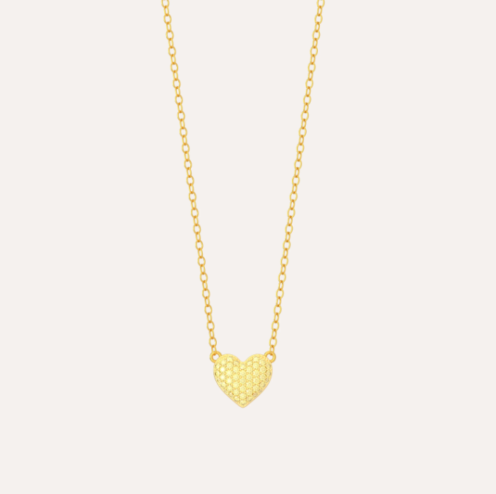 Mini Heart Pendant Necklace - Yellow