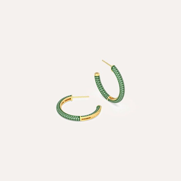 Two-Tone Small Hoop Earrings - Green