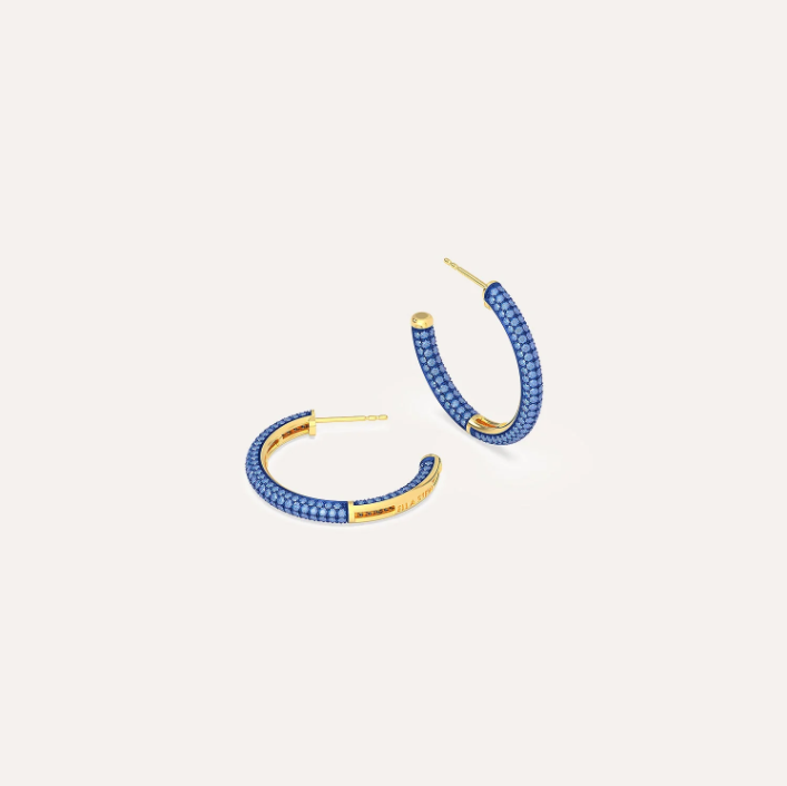 Two-Tone Small Hoop Earrings - Blue