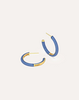 Two-Tone Small Hoop Earrings - Blue