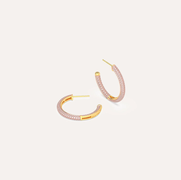 Two-Tone Small Hoop Earrings - Pink