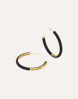 Two-Tone Medium Hoop Earrings - Black