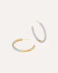 Two-Tone Medium Hoop Earrings - White