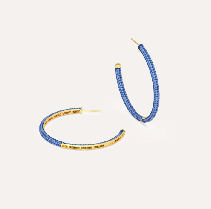 Two-Tone Large Hoop Earrings - Blue