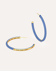 Two-Tone Large Hoop Earrings - Blue