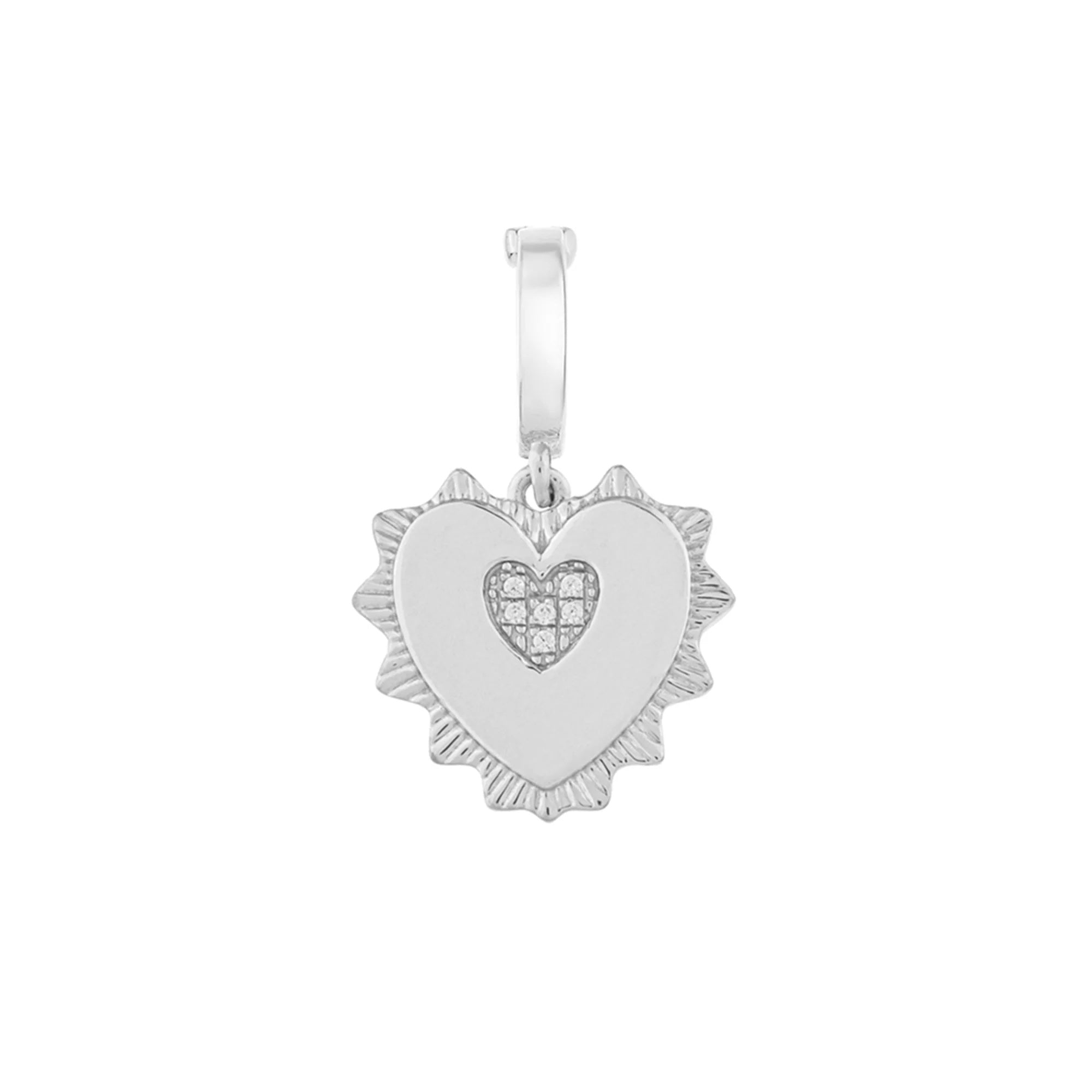 Heart Amulet Charm - Silver