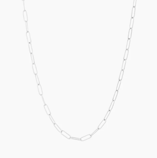 Ella Silver Paperclip Charm Necklace