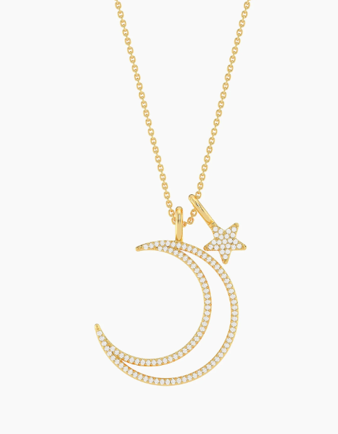 Waterproof Crescent Moon & Star Pendant