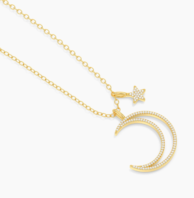 Waterproof Crescent Moon & Star Pendant