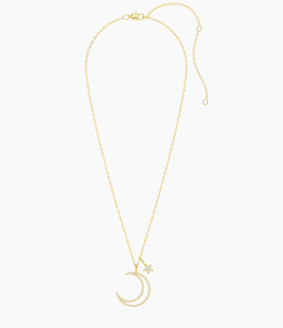 Waterproof Crescent Moon & Star Pendant