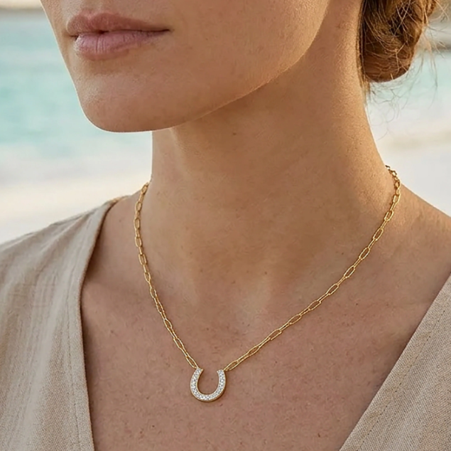 Waterproof Lucky Horseshoe Pendant Neck