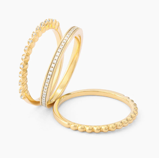 Diamonds and Bubbles Gold Stackable Ring
