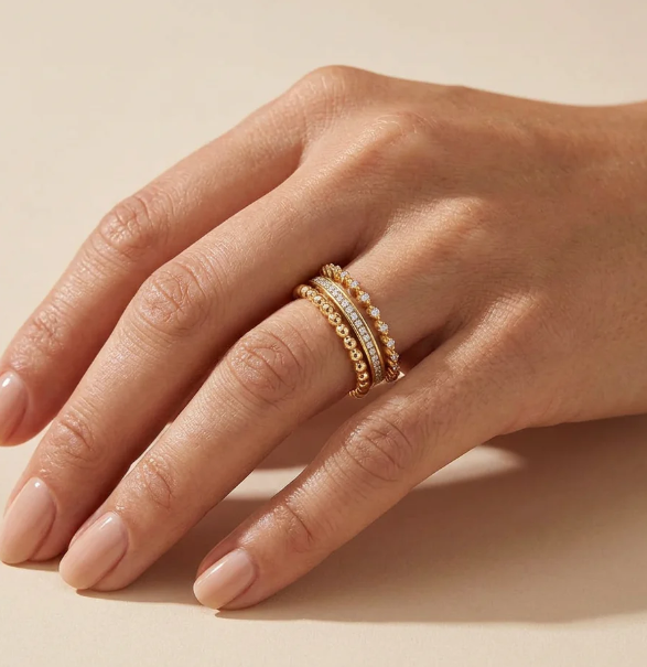 Diamonds and Bubbles Gold Stackable Ring