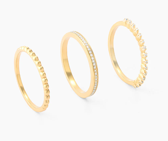 Diamonds and Bubbles Gold Stackable Ring