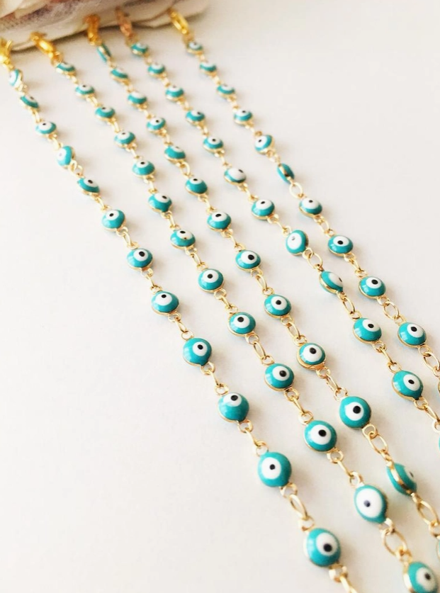 Evil Eye Bracelet Gold Link Chain