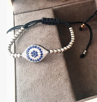 Evil Eye Adjustable Beaded Bracelet SIL