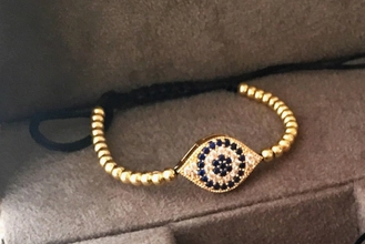 Gold Evil Eye Beaded Bracelet Adjust