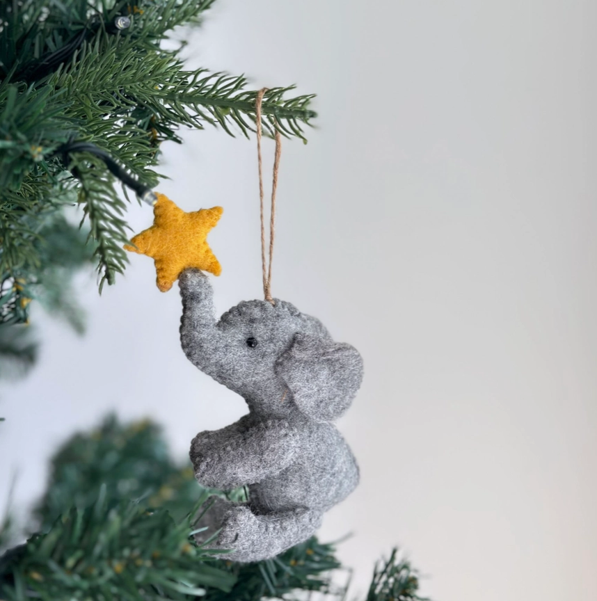 Elephant and Star Ornament