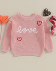 Love Heart Embroidery Knit Sweater