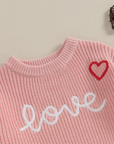 Love Heart Embroidery Knit Sweater