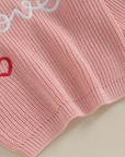 Love Heart Embroidery Knit Sweater