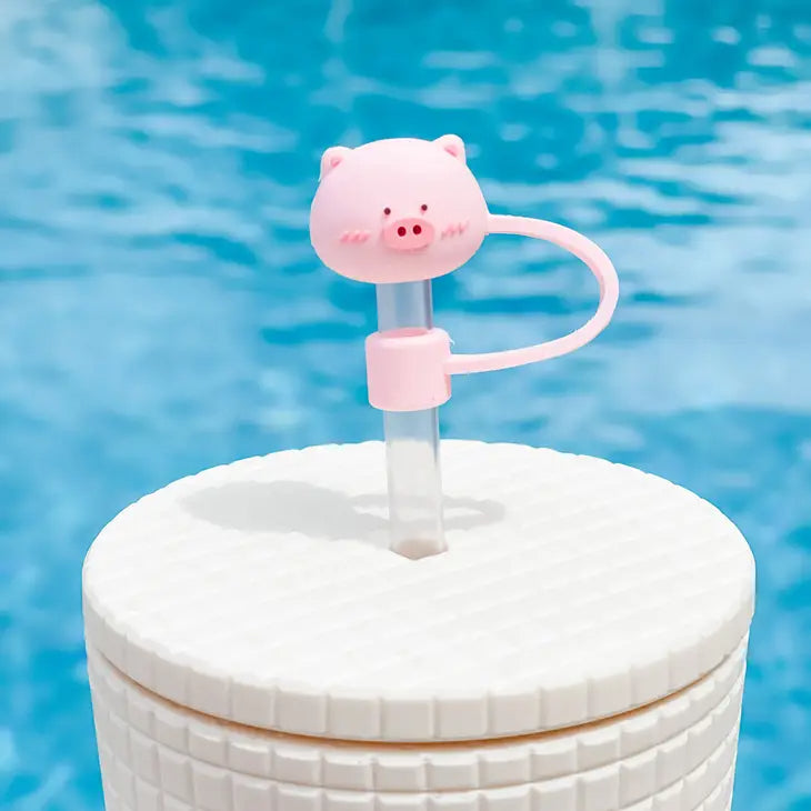 Straw Toppers Pig