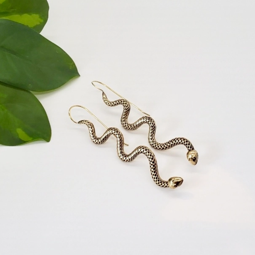 Brass Snake Earrings