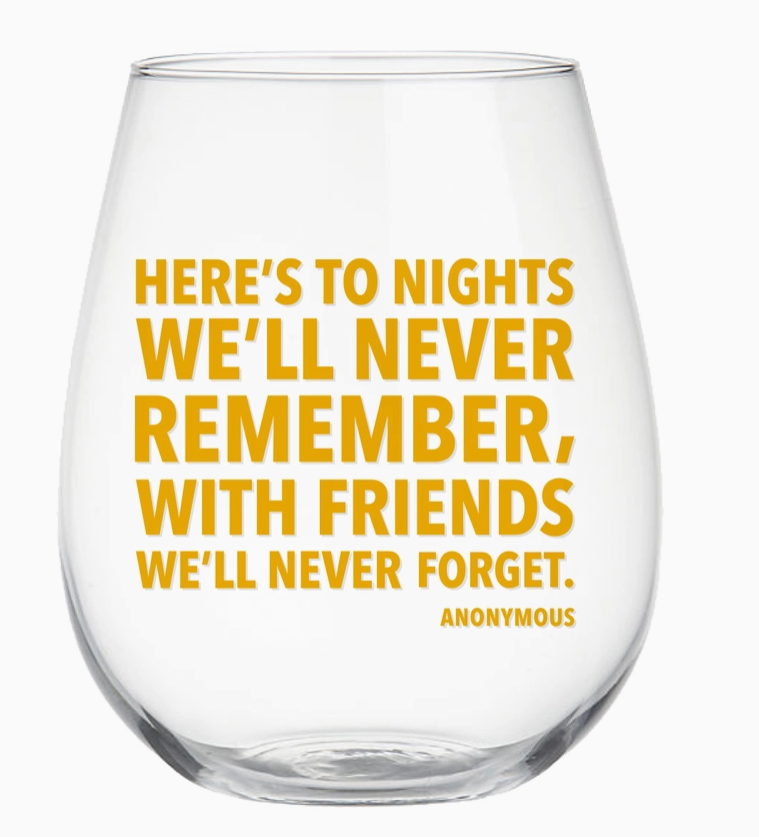 Never Remember Stemless Wine Glass