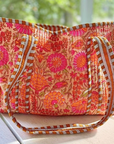 Rue Orange Floral Patterned Tote Bag