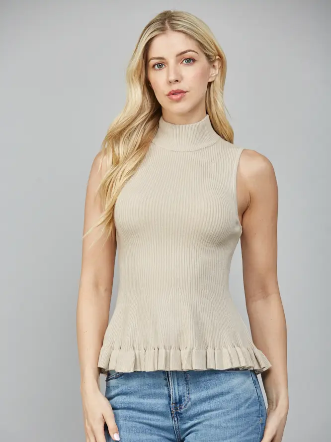Mock Neck Peplum Sweater Top