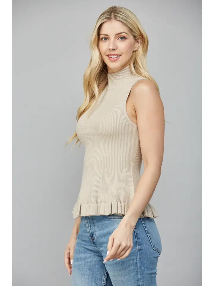 Mock Neck Peplum Sweater Top