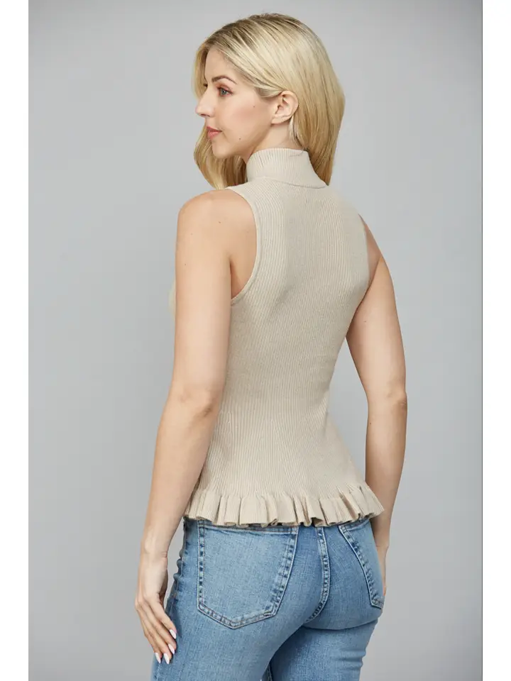 Mock Neck Peplum Sweater Top