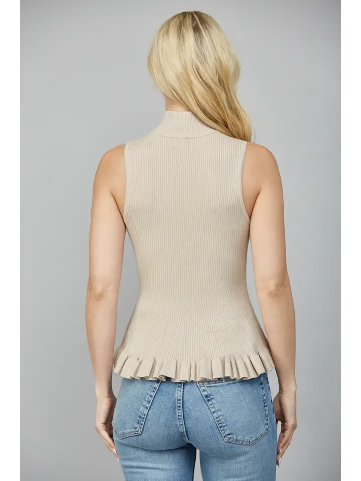Mock Neck Peplum Sweater Top