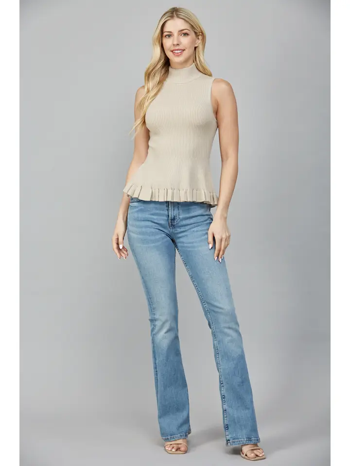 Mock Neck Peplum Sweater Top