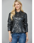 Faux Leather Peplum Jacket