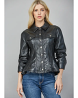 Faux Leather Peplum Jacket