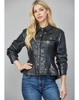 Faux Leather Peplum Jacket
