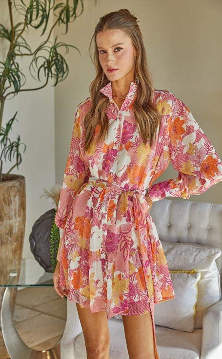 Magenta Multi Ruffle Dress