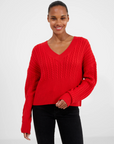 Babysoft Cable Knit V Neck Sweater